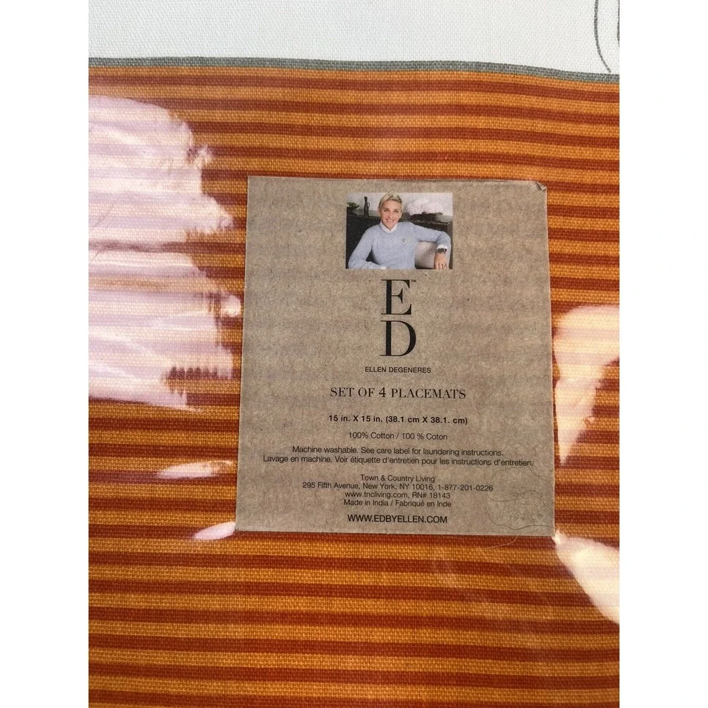 Ellen Degeneres  Halloween‎ Placemats 15in Square Cat Dressed as Bunny Set of 4